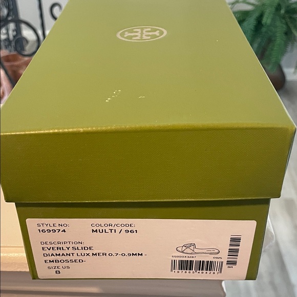 Tory Burch Everly Slide Diamant Snakeskin and Leather Sandals - Picture 2 of 7